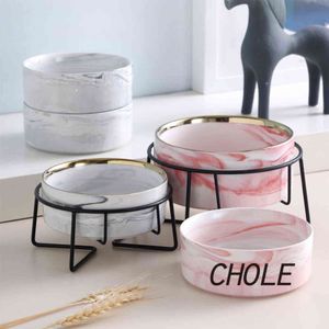 Bezpłatne Dostosowane Nazwa Pet Maribl Ceramiczny Double Bowl Do Dog Cat Water Food Food Dog Akcesoria Trwałe Wiele kolorów Opcja