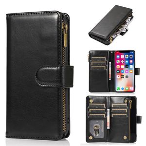 Wholesale leather iphone business card case for sale - Group buy Multifunction Zipper Wallet Bracket Leather Phone Cases for iPhone Pro Max XR XS X SE Plus mini Business Card small change Pocket Retro Protective Cover