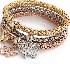 2022 Gloednieuwe stks set Stretch Butterfly Hart Anchor Armband Armlet Bovenarm Cuff voor Dames Punk Rock Crystal Bangle Antique Brons Geplated NE736 CBGQ