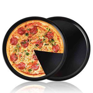12インチカーボンスチール製ノンスティックピザパンラウンドディープディッシュオーブントレイ自家製ピザベーキングシートH