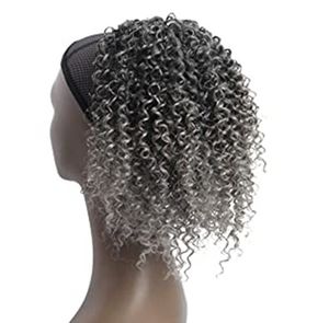 gri afro saç parçaları toptan satış-Gümüş Gri Kinky Kıvırcık İpli At Kuyruğu Renkli Midilli Saç Parçaları Ombre Kül Gri Renk Afrika Amerikan Kadınlar için Afro Gerçek Puf Bun Updo Uzatma Sırcı Piece120g