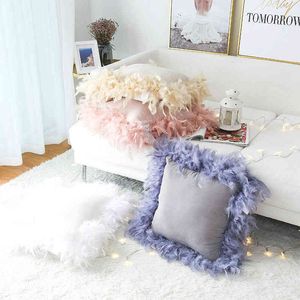 feathered pillows venda por atacado-Francês luxo aristocrático recheado de alta qualidade sofá decoração cintura almofada fofa pillow família almofada