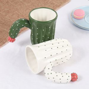 3D Cactus Style Mugs Water Container Cups Craetive Tea Milk Coffee Mug With Special Handle Porcelain Ceramic Drinkware Q2