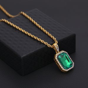 Wholesale aquamarine jewelry resale online - Hip Hop Big Aquamarine Rhinestones Square Diamond Pendant Necklaces for Women Men Crystal Street Fashion Jewelry