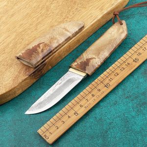 japon samuray kılıçları toptan satış-VG10 Şam Çelik Sabit Bıçak Japon Kılıcı Katmanlar Beyaz Gölge Ahşap Açık Kamp Katlanır Serisi Samuray Tarzı