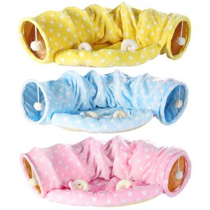 Wholesale collapsible beds for sale - Group buy Tunnel Bed Folding Cat Collapsible Removeable Funny Mat Tube Pet Interactive Play Toys Sound Paper Ring Bell Beds Furniture