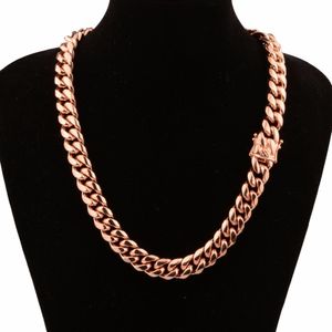Chic Miami Cuban Chains For Men Hip Hop Jewelry Rose Gold Color Thick Stainless Steel Wide Big Chunky Necklace Gift
