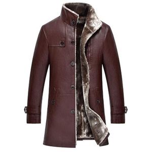 куртки cuero оптовых-Мужские куртки стиль мужская одежда зимнее пальто овечья кожа с длинным рукавом кнопка повседневная тонкая подходит для Casacas de Cuero бизнес куртка