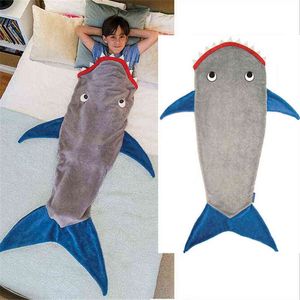 swaddle de sirène achat en gros de Girls Winter Shark Serk Mermaid Couverture de couchage Sommet Sommet Laine Soft Enfants Sac de couchage Cadeau d anniversaire de Noël pour enfants