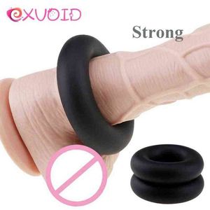 Nxy Cockrings Exvoid Elastic Cock Ring Sex Toys for Men Erection Strong Penis Big Size Liquid Silicone Black Delay Ejaculation