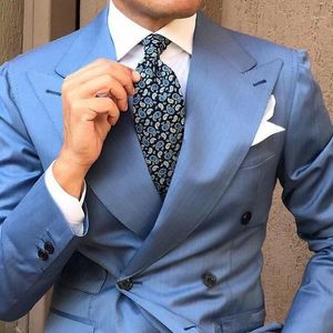 Wholesale african clothing designs for sale - Group buy Men s Suits Blazers Wide Peaked Designs Blue Man African Attire Groom Tuxedo Terno Masculino Outfit Homecoming Party Two Piece Costume