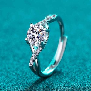 anéis de noivado do vintage de moissanite venda por atacado-Anéis de jóias para as mulheres Moissanite Sterling Silver D Cor ct Casamento Luxo Noivado Retro Presente Feminino Vintage Presente