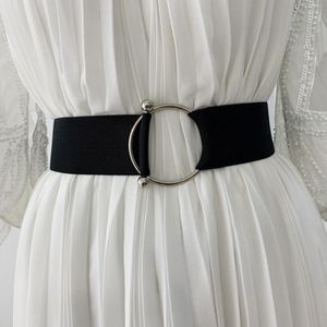 Wholesale elastic coat belt resale online - Belts For Women Black Simple Waist Elastic Ladies Band Round Buckle Decoration Coat Sweater Fashion Dress Cinturones