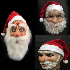 Maski Party Santa Claus Boże Narodzenie Akcesoria Latex SimulationMask z Hat Wąsy Prezent Cosplay Rekwizyty Makeup Karnawał