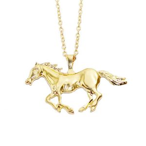 Moda Koń Urok Złoty Kolor Biżuteria Running Wisiorek Naszyjnik Oświadczenie Dla Kobiet Naszyjniki