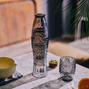 agua españa al por mayor-Jarrones exportados a España Creative Koi Fish Forma de vidrio transparente Copa de agua apilable regalo de inicio