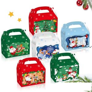 12pcs set D Christmas Treat Boxes Paper Gift Box Candy Cookie Wrapping Elf Santa Snowman Reindeer NHD12755