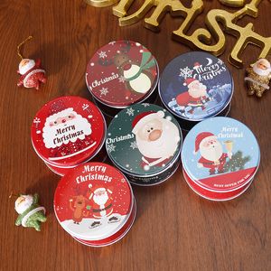 Jul Tenn Present Metal Cookie Box Candy Storage Containers Tinplitlådor med lock för Xmas Holiday Party Supplies