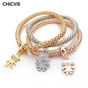 Charm Bracelets CHICVIE Gold Girl Shape Bracelets Bangles For Women Luxury Bracelet Femme European American Jewelry SBR150192