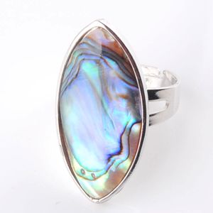 WOJIAER Natural Abalone Shell Marquise Beads Finger Adjustable Rings For Men Women Reiki Sea Shell Pearl Wedding Engagement X3051