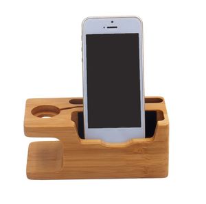 bekçi tutucu toptan satış-Bambu Ahşap Tutucu Şarj Dock Masaüstü Şarj İstasyonu Cep Telefonu Standı Braketi Desteği iPhone Aksesuarları için İzle