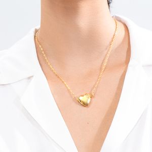 золотые медальон ожерелья оптовых-Enfashion сердца медальон кулон женские золотые цветные открываемые PO кадр колье ожерелье мода Femme ювелирные изделия P193056
