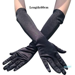 Vijf vingers handschoenen klassiek volwassen zwart wit rood pols stretch satijn vinger lange zon bescherming opera avondfeest kostuum cm