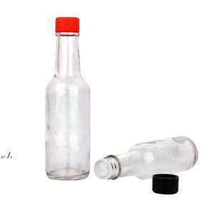 Wholesale clear glass bottles screw cap resale online - 5oz Woozy Round Glass Sauce Tomata Glass Bottles Clear Glass Woozy Bottles with Dripper Inserts ml with Screw Caps RRB11439