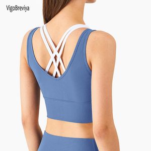 Yoga Outfit VigoBreviya Strapped Bra Female Workout Gym Sport Top Crop Fitness Running Quick Dry Push Up Training Thread Bralette