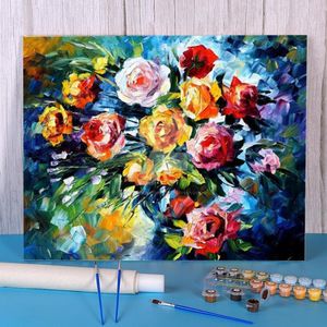 Målningar Magic Blommor DIY Måla med siffror Ange oljemålningar Målning Dekorativa hantverk för vuxna Hantverk