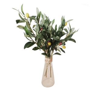 Dekorativa Blommor Kransar st Konstgjorda Olive Tree Grenar Med Frukt Löv för Home Party Bröllop DIY Dekoration Växter Wreath1
