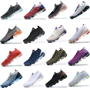мода на муху оптовых-Air Vapormax Flyknit Running Shoes Air cushion Triple Black Designer Mens Women Sneakers Fly White knit cushion Trainers Zapatos