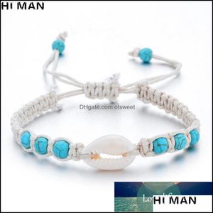 Charm Bracelets Jewelry Simple Fashion Natural Stone Hand Woven Shell Bracelet Men Women Adjustable Ocean Beach Summer Vacation Gift Wholesa