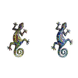 Naklejki ścienne Sztuk Metal Gecko Art Decor Lizard Wiszące do podwórka Weranda Home Patio Fence Ogrodzenie Ściana Dekoracje E B
