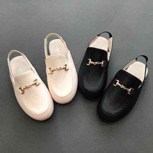 çocuklar siyah daireler toptan satış-Sandalet Yeni Bahar Çocuk Ayakkabı Çocuk Prenses Slaytlar Bebek Kız Siyah Marka Terlik Giydirme Toddler Elbise Flats Moda Sandalet NQSO