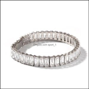 Bangle Bracelets Jewelry High Quality Hip Hop Mens Fl Bracelet Micro Cubic Zirconia Stainless Steel Necklace Set Diamond Miami Drop Deli