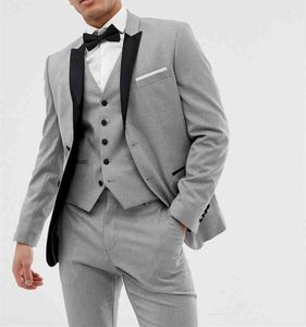 Męskie Garnitury Blazers Light Grey Slim Fit Costume Homme Wedding for Men Groom Tuxedos sztuki Groomsmen Mariage XY4F