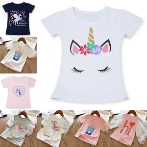 unicorn birthday shirts toptan satış-Çocuklar Için Çocuk T Shirts Unicorn Tees Gömlek Tops Toddler Chirldren Yaz Kısa Kollu Rahat Pamuk Giysileri Bebek Doğum Günü Giymek Y2