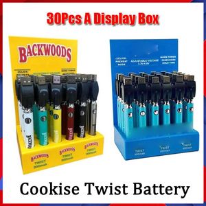 vape patrone batterien großhandel-Cookies Backwoods Twist Preheat VV Batterie mAh Unterseite Spannung einstellbar USB Ladegerät Vape Stift für Patronen ein Anzeigetor