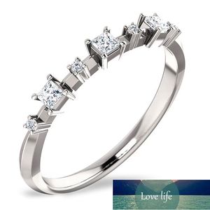 Huitan Simple Delicate Women Ring Silver Color Princess Cut Round Cubic Zirconia Dazzling Wedding Bridal Engage Promise Rings