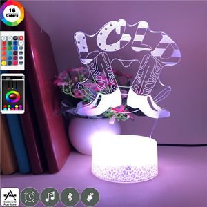 Blank Acrylic D Night Light LED Step Dance Cute Desk Lamp Kids Room Club Atmosphere Decoration Nightlight Fans Gift Bluetooth Base