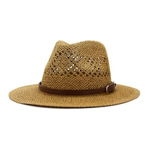 Brede Brav Hoeden Natuurlijke Stro Handgemaakte Weave Mannen en Vrouwen Outdoor Hat Seaside Beach Sun Lady Jazz Caps