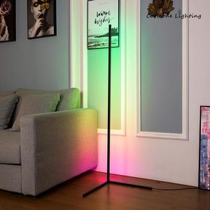 Nordic RGB rogu lampa podłogowa Nowoczesne proste lampy LED Lampy do salonu sypialnia Atmosfera stojących światła salowe oprawy ogniwowe
