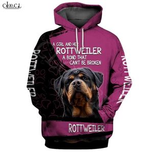 drop hoodies de navire achat en gros de Mode une fille et sa Rottweiler D Print Hoodie Hommes Sweat Sweat shirt Casual Pet Dog Designs Capuche Drop Expédition