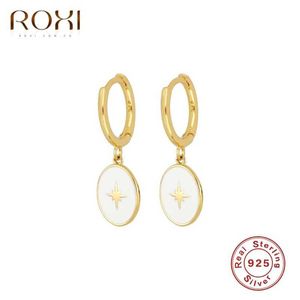 Roxi druipende olie astrolabe dangle oorbellen voor vrouwen ei vorm sterling zilveren drop oorbellen kraakbeen sieraden pendientes G0923