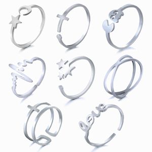 Goud Zilver Rvs Verstelbare Size Engagement Paar Ring Set Heren Trouwjurk Sieraden Gift