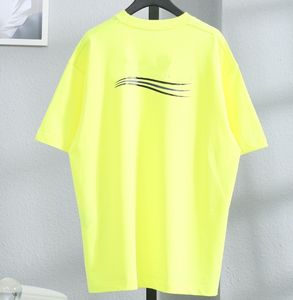 gelbes hemd shorts großhandel-2021SS Luxus Rosa Gelb Massivfarbe Wave Logo Tee Klassische Logo Brief Druck Männer Frauen Atmungsaktiv Kurzarm High Street Sommer T Shirt