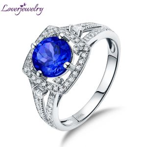 Wholesale 14k white gold real diamond rings for sale - Group buy Cluster Rings Tanzanite Women Real K White Gold Natural Gemstone Diamonds Wife Charming Lover Ring For Dresses Jewelry