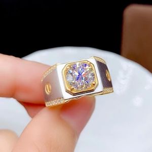 exquisite sparkling moissanite for men muscular power man ring real silver birthday gift shiny better than diamond