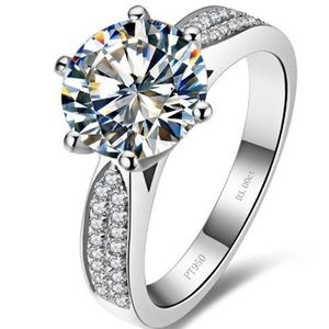 Massief Platinum PT950 Vrouwen CT Diamond Commitment Ring Moederdag Verjaardagscadeau Party Meisje Love Ring Mooie Doos